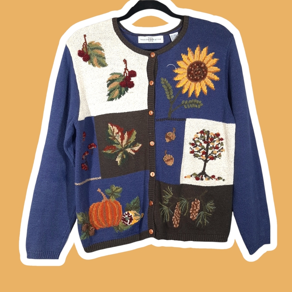 Marisa Christina Autumn Theme Button Up Cardigan Sweater
